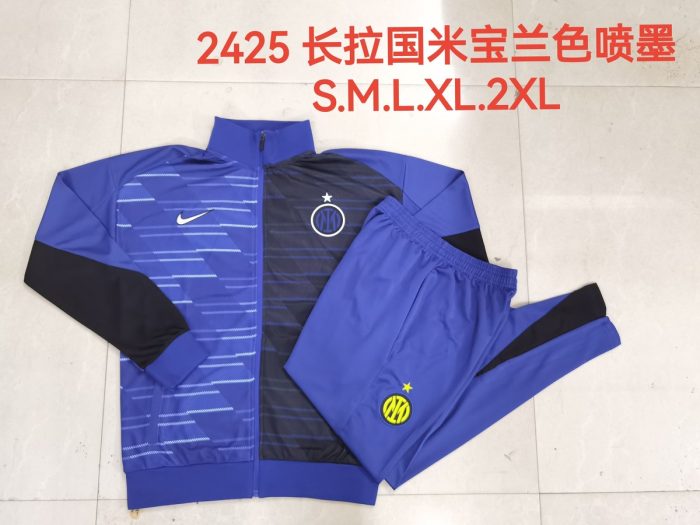 Inter Milan 24-25 Long Zipper Jacket Navy Blue Spray Print - 图片 9
