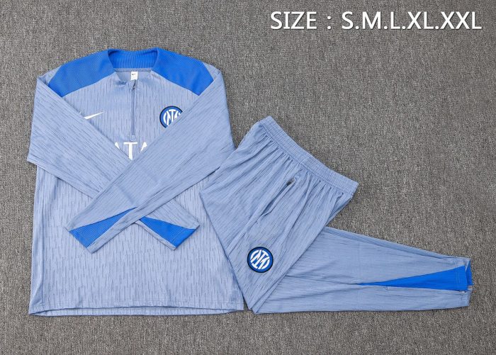 Inter Milan 24-25 Light Blue Player Version Half-Zip Jacket - 图片 2