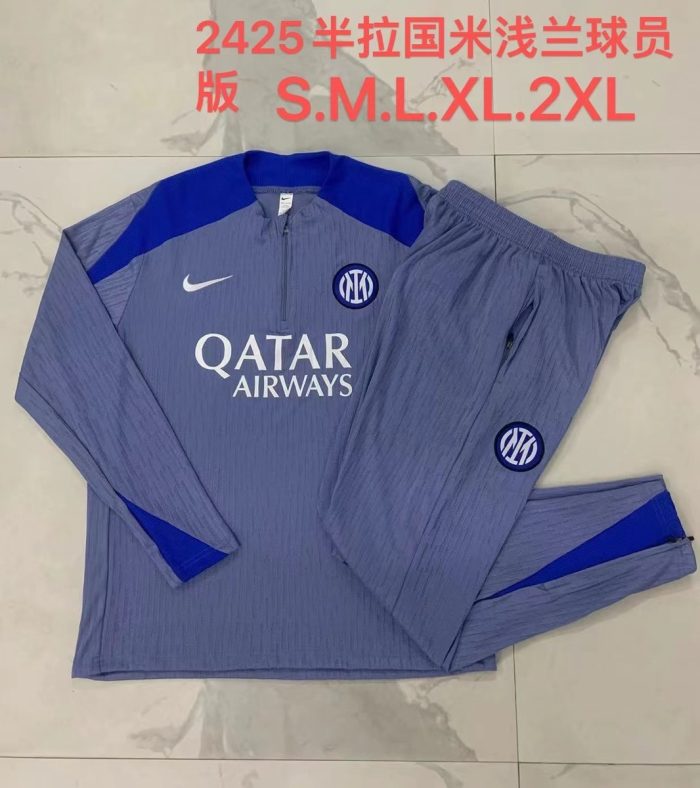 Inter Milan 24-25 Light Blue Player Version Half-Zip Jacket - 图片 9