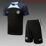 Inter Milan 22-23 Black Short Sleeve Training Set with 5-Panel Shorts