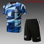 Inter Milan 2022-23 Short Sleeve Training Suit with 5-Inch Shorts in Blue