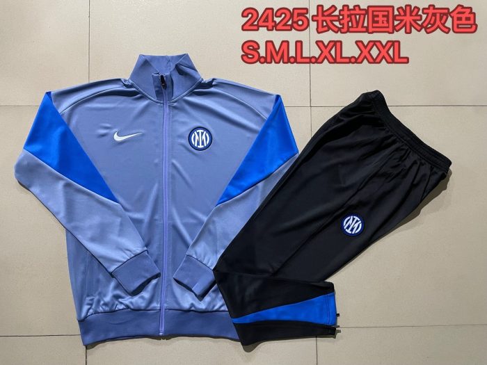 Inter Milan 24-25 Long Zipper Jacket Grey - 图片 9