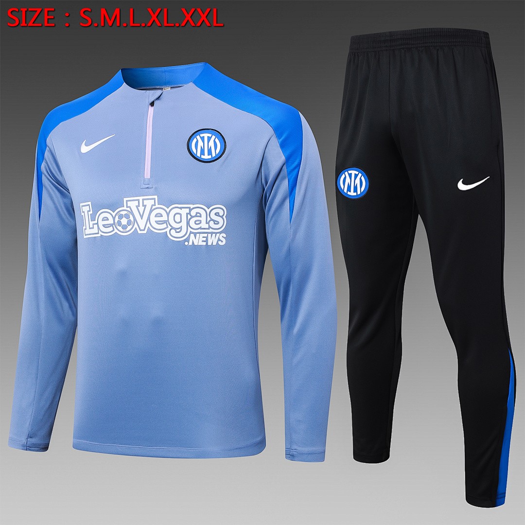 JER-5826_1 Inter Milan 24-25 Half-Zip Jacket Grey with Blue Accents - 图片 1