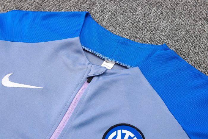 Inter Milan 24-25 Half-Zip Jacket Grey with Blue Accents - 图片 6