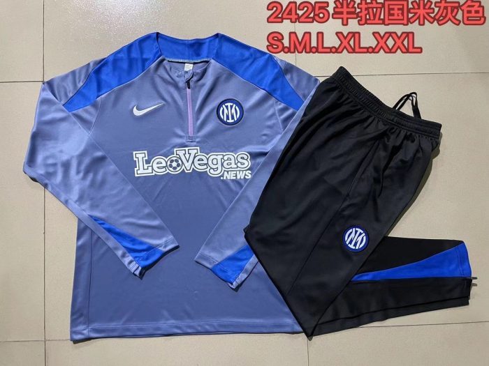 Inter Milan 24-25 Half-Zip Jacket Grey with Blue Accents - 图片 9