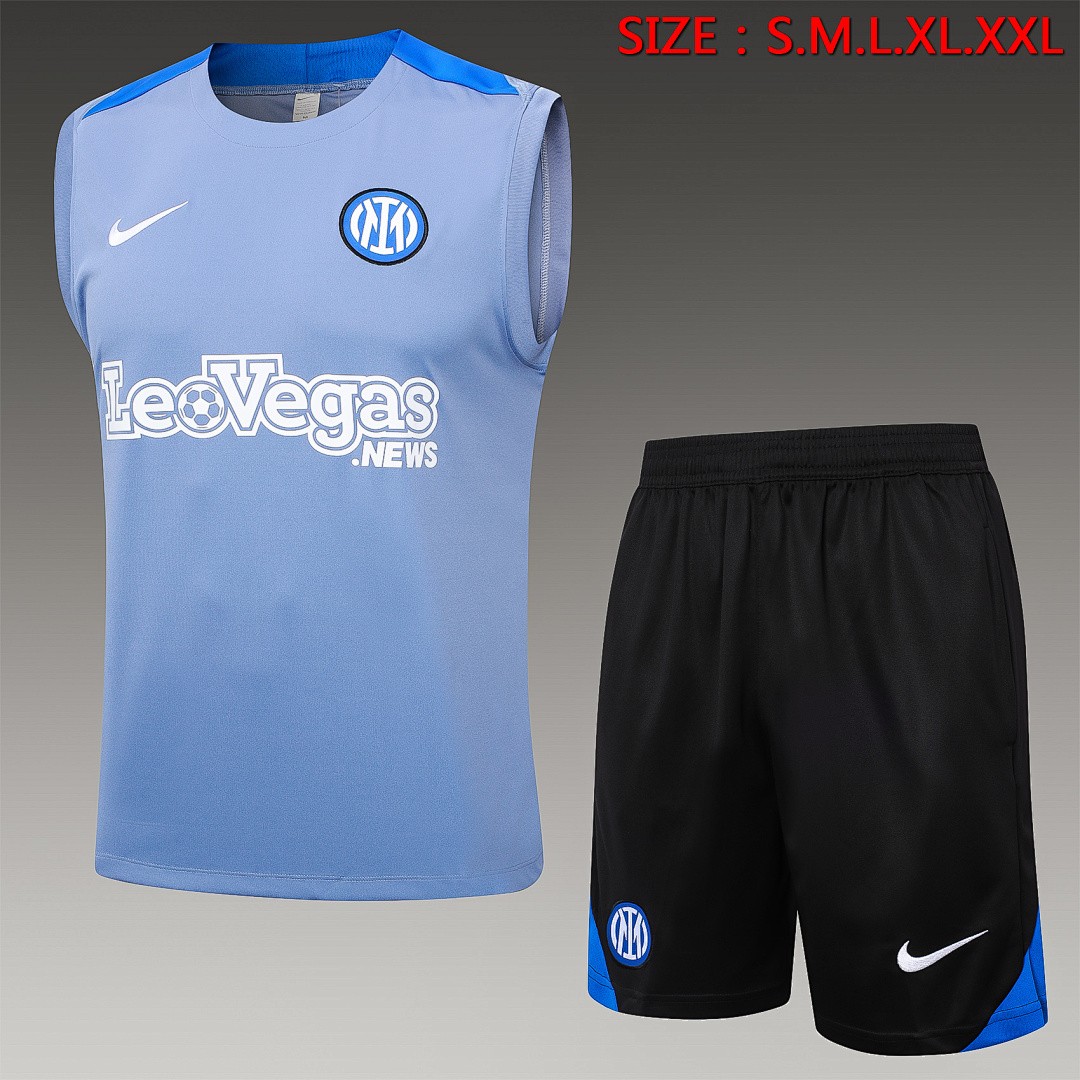 Inter Milan 24-25 Vest Grey with Blue Shoulder Trim