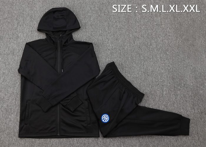 Inter Milan 24/25 Long Zip Hoodie Black - 图片 2