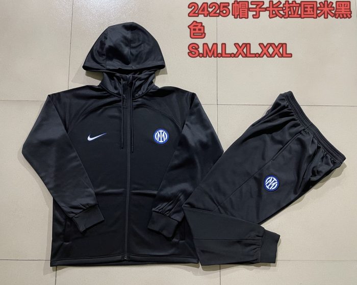 Inter Milan 24/25 Long Zip Hoodie Black - 图片 9