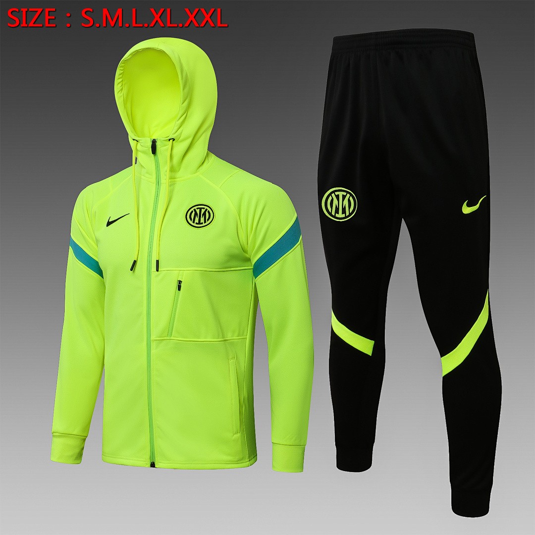 Inter Milan 21-22 Long Zip Jacket Fluorescent Green