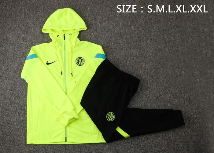 Inter Milan 21-22 Long Zip Jacket Fluorescent Green - 图片 2