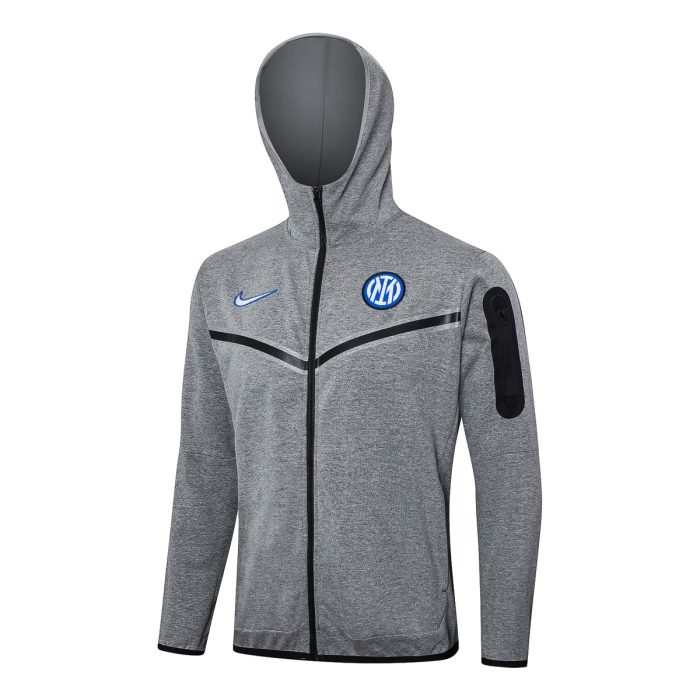 Inter Milan 24-25 Long Zip Jacket with Hood in Ash Gray - 图片 5