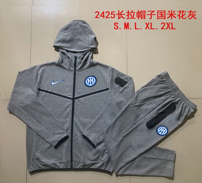 Inter Milan 24-25 Long Zip Jacket with Hood in Ash Gray - 图片 8