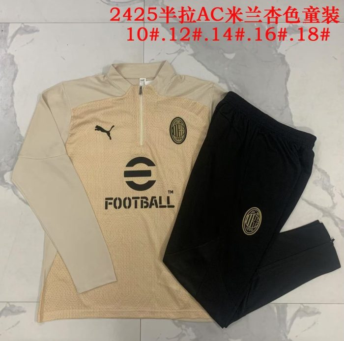 AC Milan 24-25 Kids' Half-Zip Jacket in Apricot - 图片 3