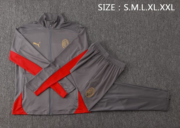 AC Milan 24-25 Long Zipper Jacket Grey - 图片 2