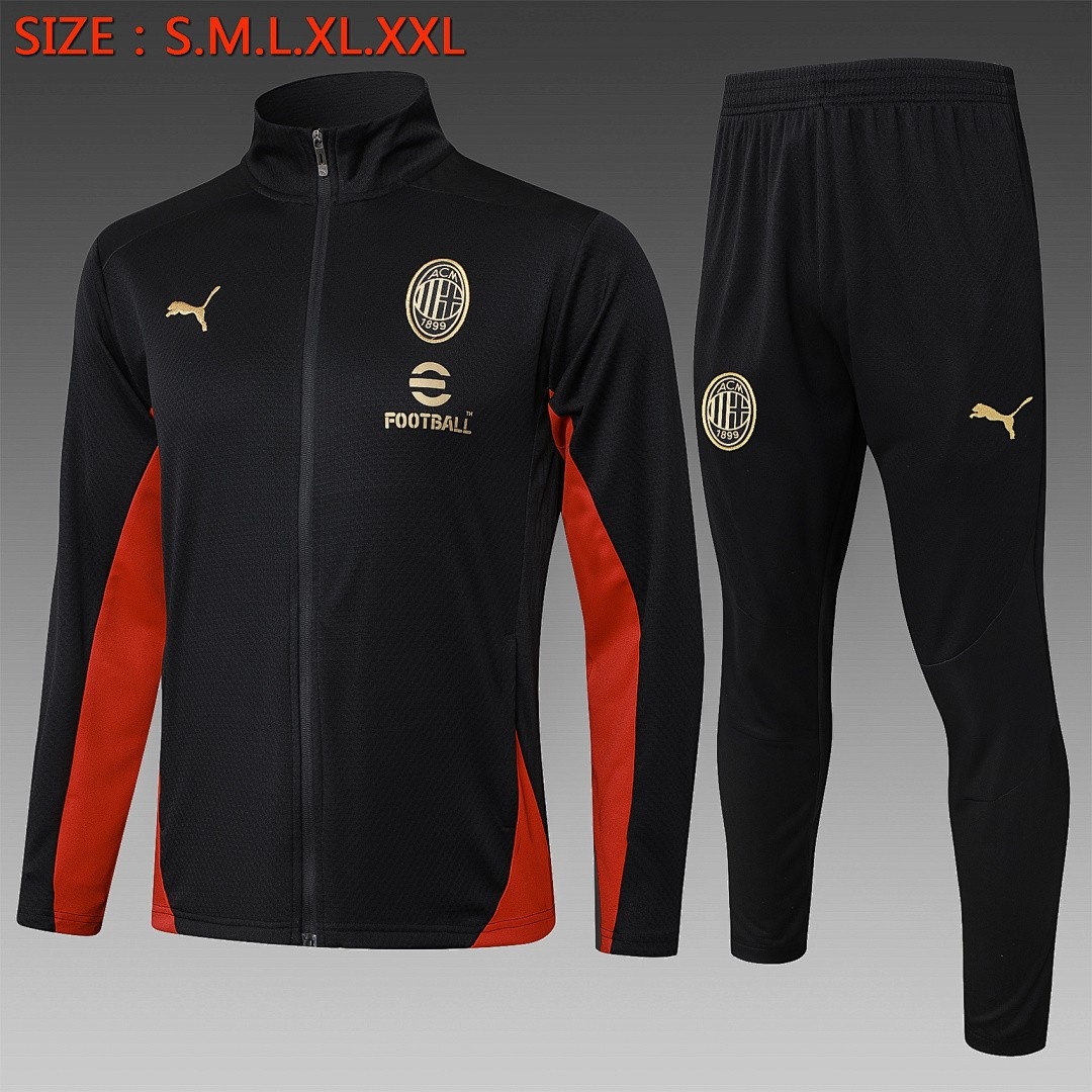 JER-5853_1 AC Milan 24-25 Black Long Zipper Jacket - 图片 1