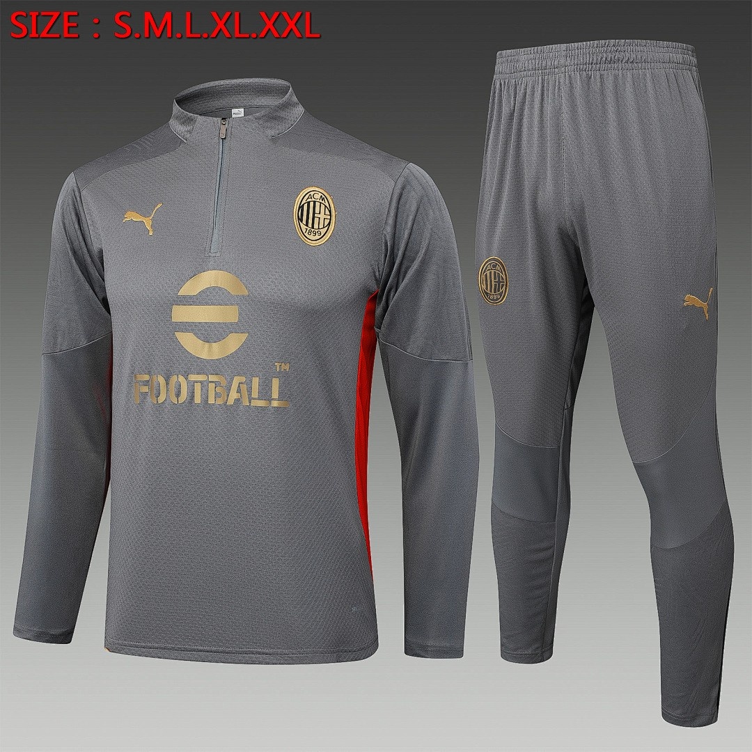 JER-5858_1 AC Milan 24-25 Half Zip Jacket Grey Player Version - 图片 1