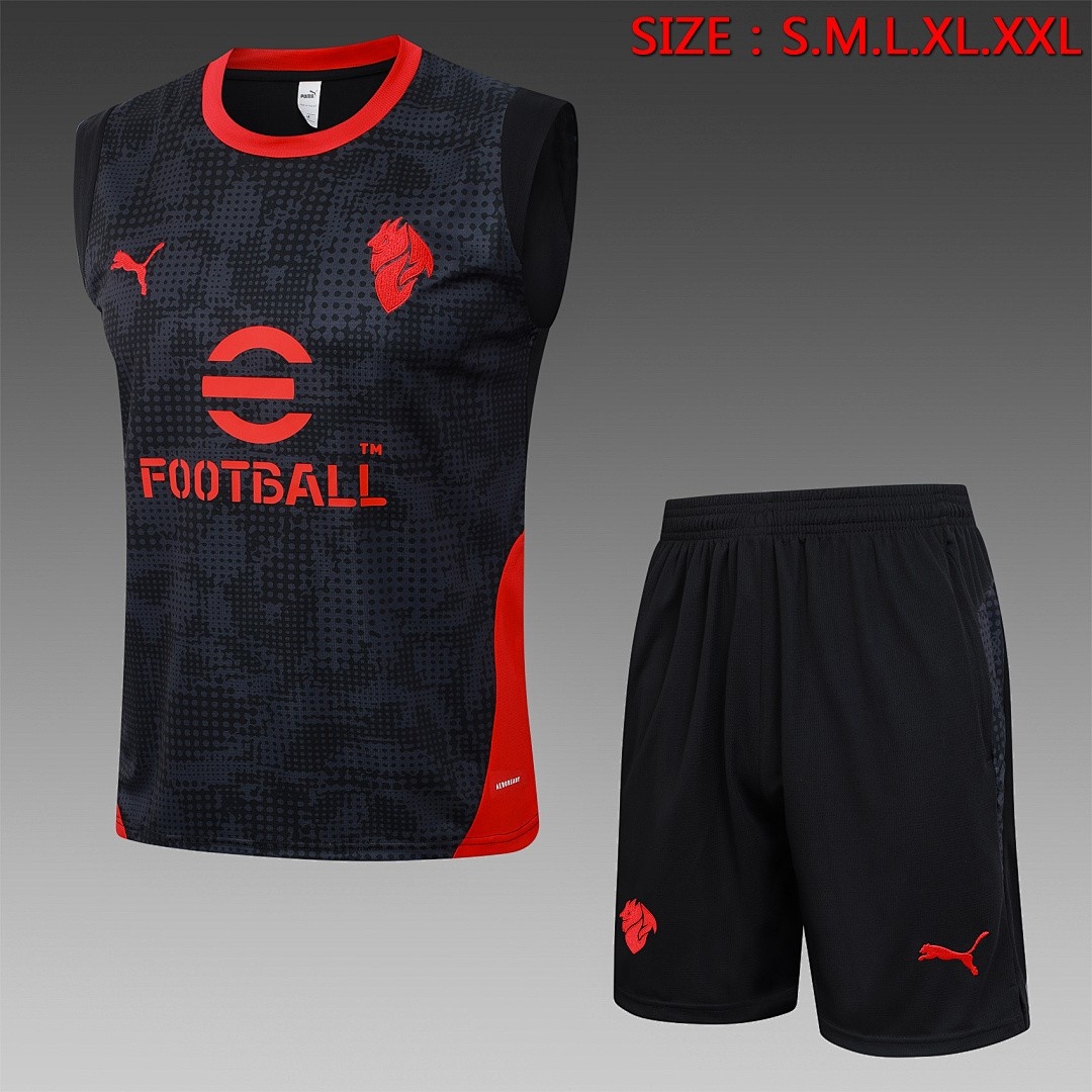 JER-5864_1 AC Milan Black Spray Ink Vest - 图片 1