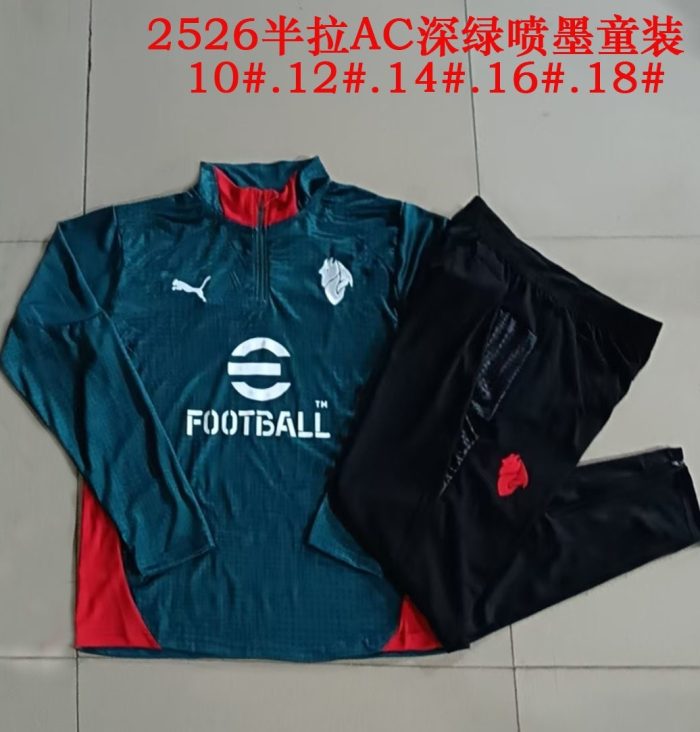 AC Milan Kids Dark Green Splatter Half-Zip Jacket - 图片 3