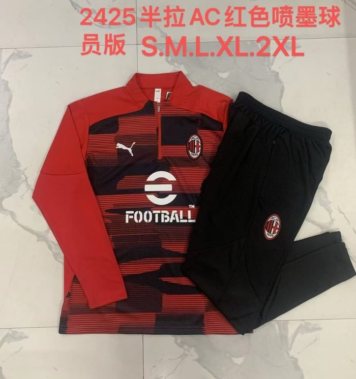 AC Milan 24-25 Red Ink Splatter Half-Zip Jacket (Player Version) - 图片 9
