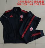 AC Milan Black Children's Long Zipper Jacket - 图片 3