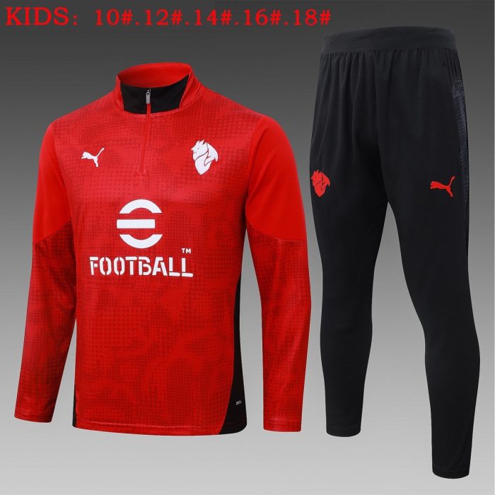 AC Milan Red Spray Ink Half-Zip Jacket Kids - 图片 2