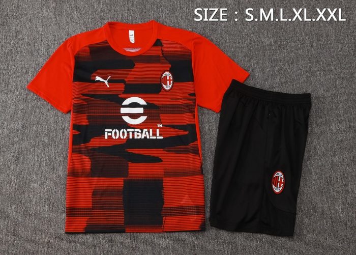 AC Milan 24-25 Short Sleeve Red Black Splatter Training T-Shirt - 图片 2