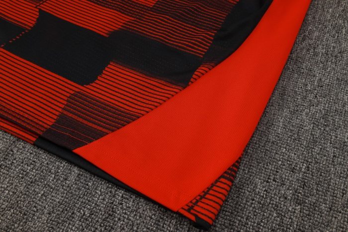 AC Milan 24-25 Short Sleeve Red Black Splatter Training T-Shirt - 图片 3