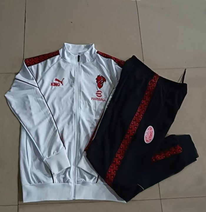 AC Milan White Children's Long Zipper Jacket - 图片 4