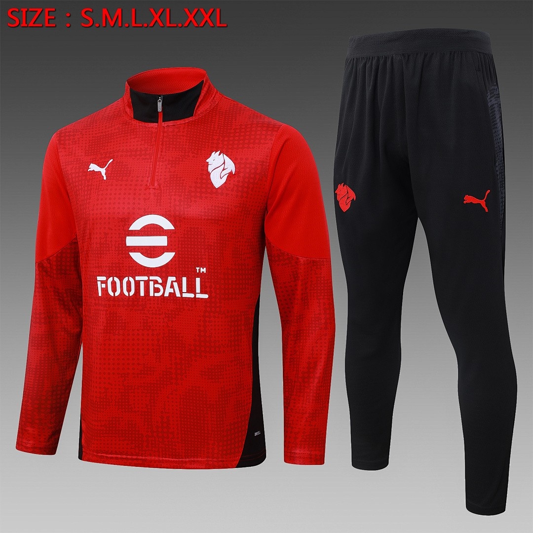 JER-5894_1 AC Milan 25/26 Half-Zip Red Spray Print - 图片 1