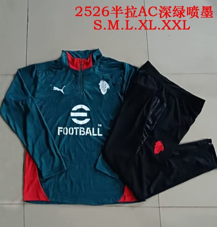 AC Milan Dark Green Splatter Half-Zip Jacket - 图片 9