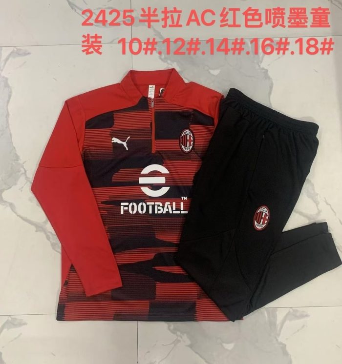 AC Milan 24/25 Red Splatter Half-Zip Jacket Kids - 图片 4