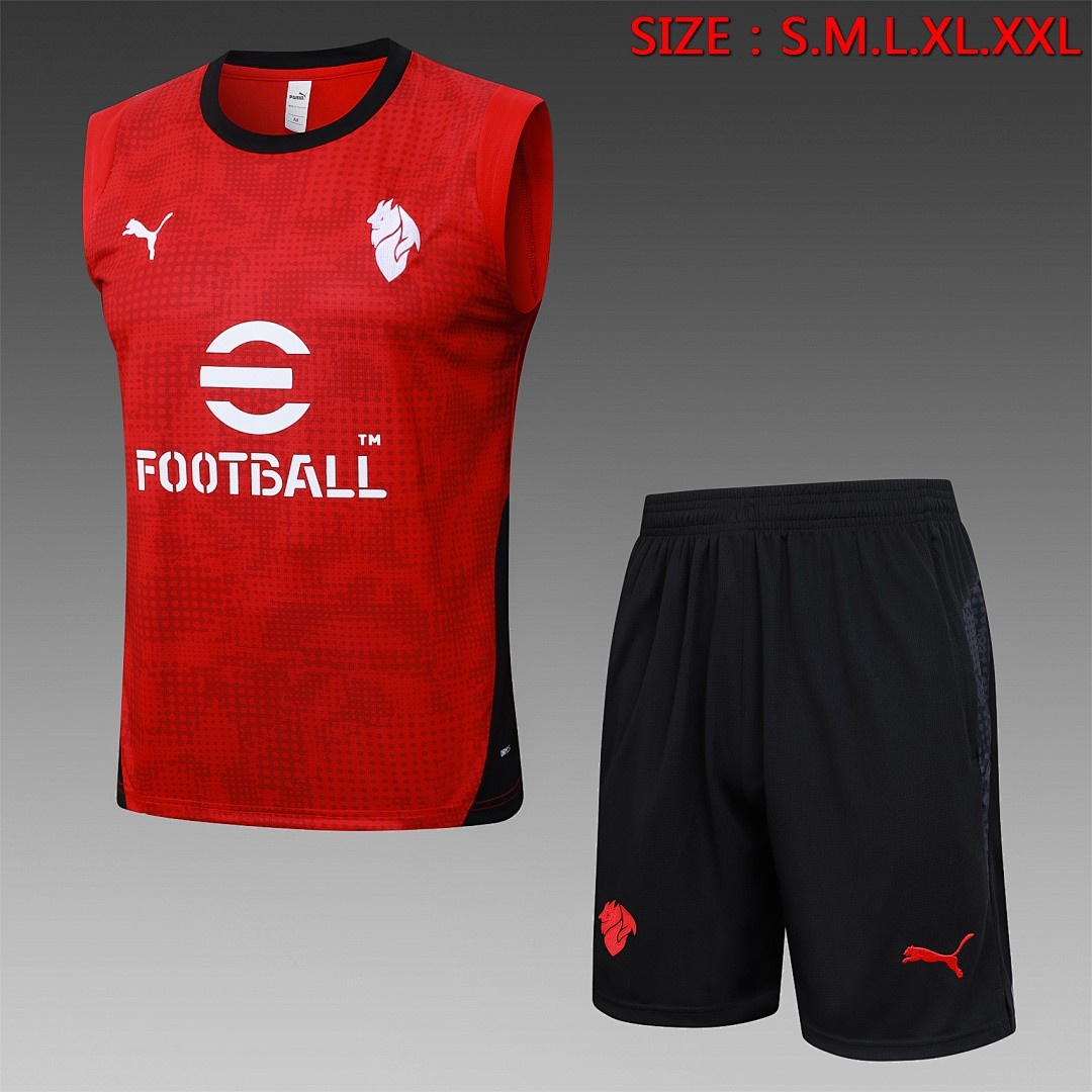 JER-5903_1 AC Milan Red Spray Ink Vest - 图片 1