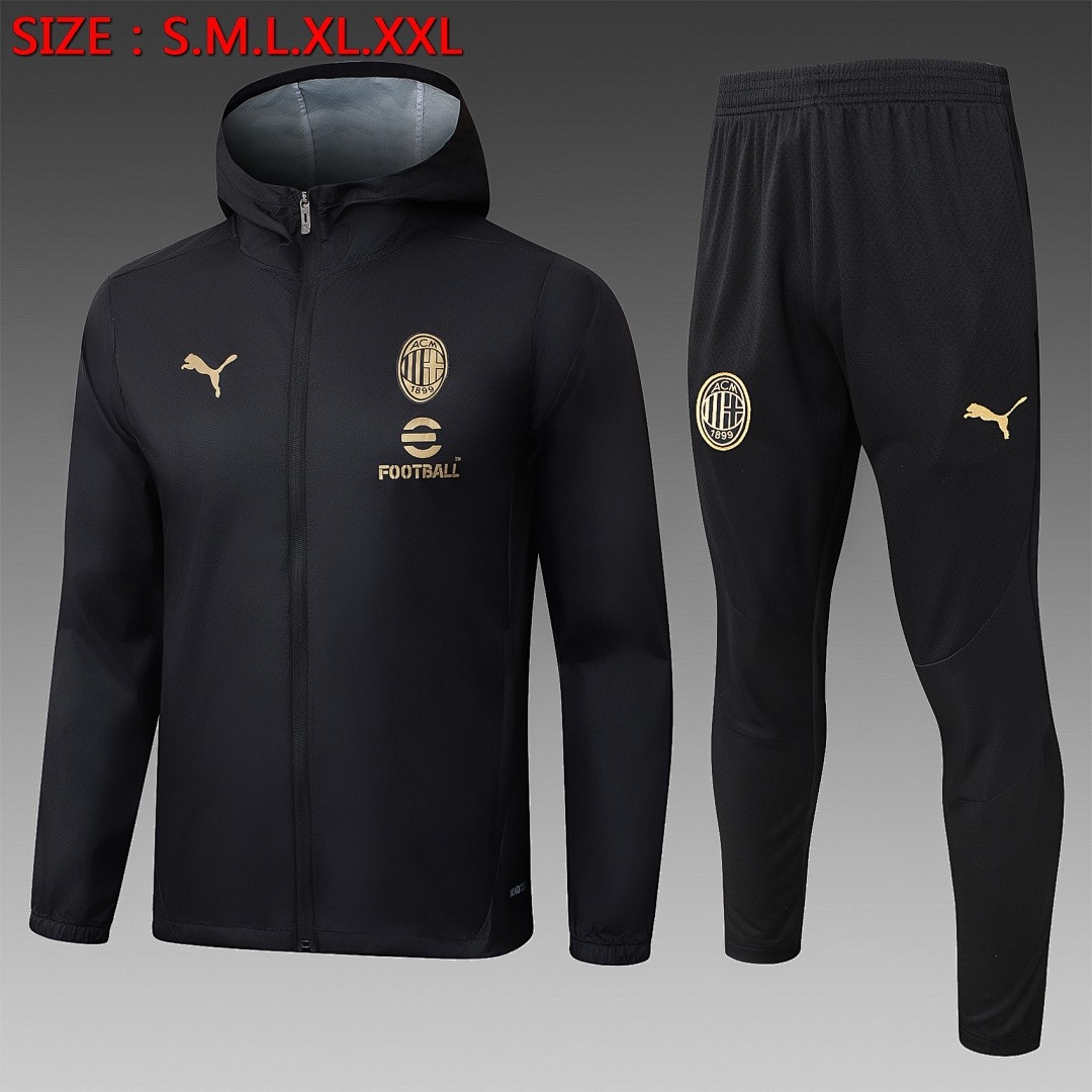 JER-5920_1 AC Milan Windbreaker Black - 图片 1