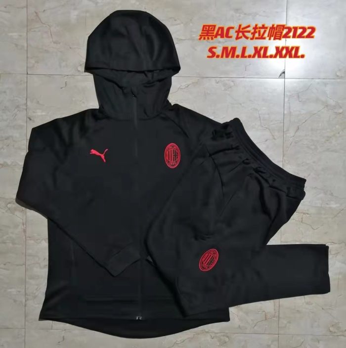 AC Milan 21-22 Black Long Zip Jacket with Hood - 图片 9