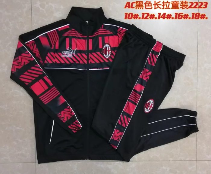 AC Milan 22/23 Black Kids Long Zipper Jacket - 图片 3