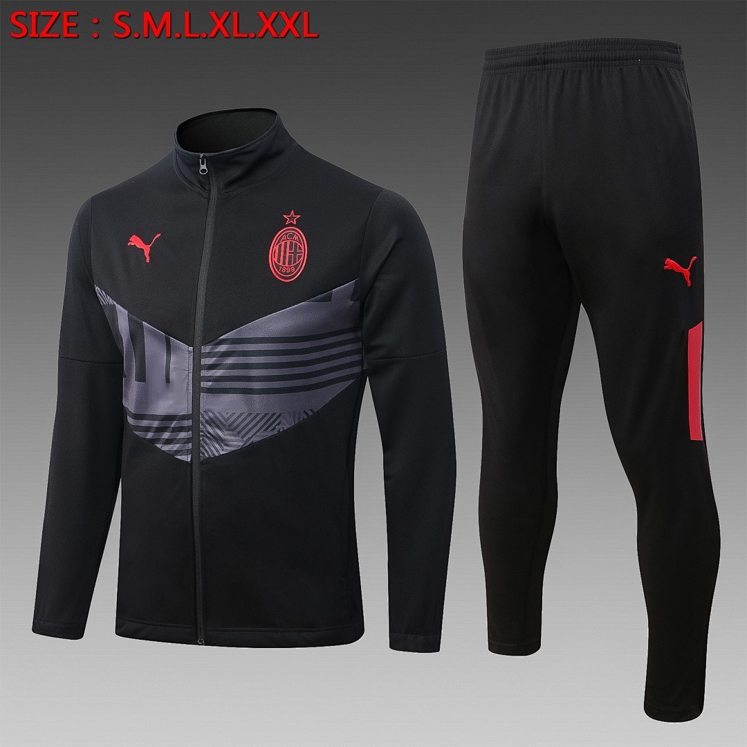 JER-5933_1 AC Milan 22-23 Black Long Zip Jacket - 图片 1