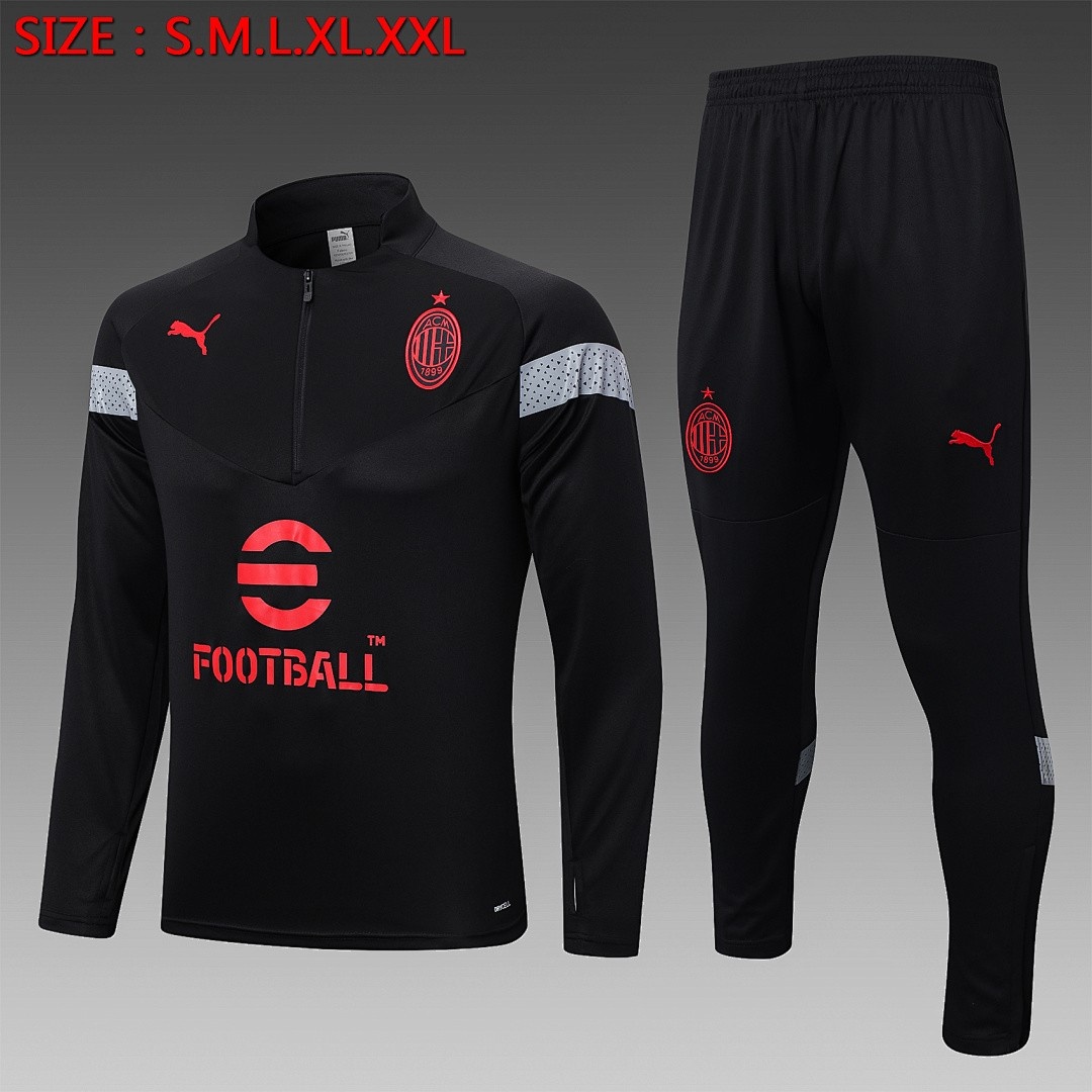 JER-5935_1 AC Milan 22-23 Black Half-Zip Jacket - 图片 1