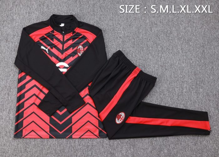 AC Milan 23-24 Half Zip Jacket Black Red - 图片 2