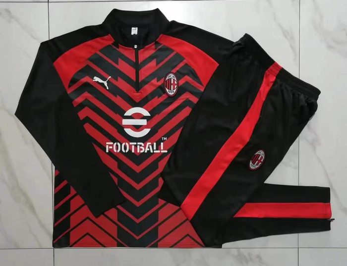 AC Milan 23-24 Half Zip Jacket Black Red - 图片 9