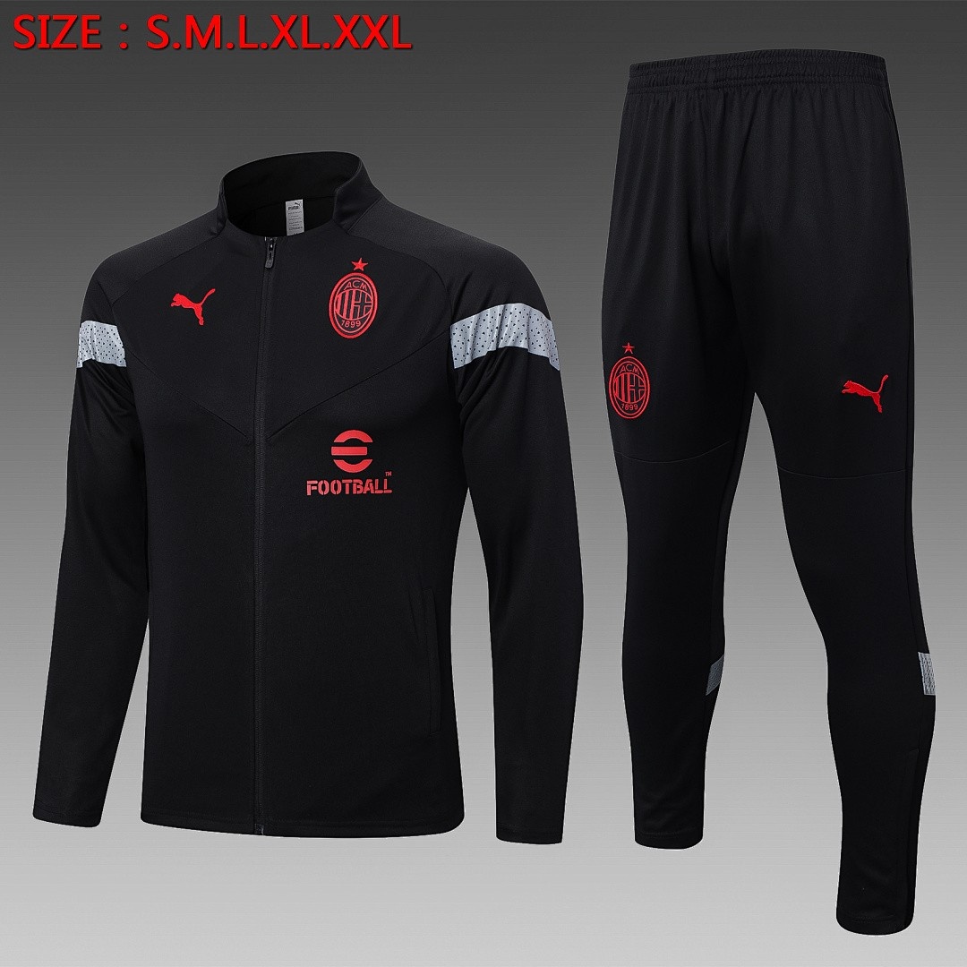 JER-5949_1 AC Milan 22-23 Black Long Zip Jacket - 图片 1
