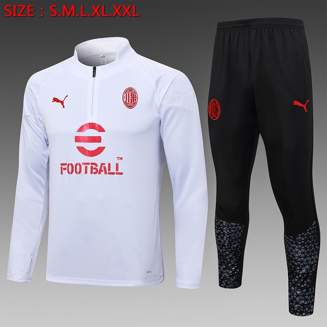 JER-5956_1 AC Milan 23-24 White Half-Zip Jacket - 图片 1