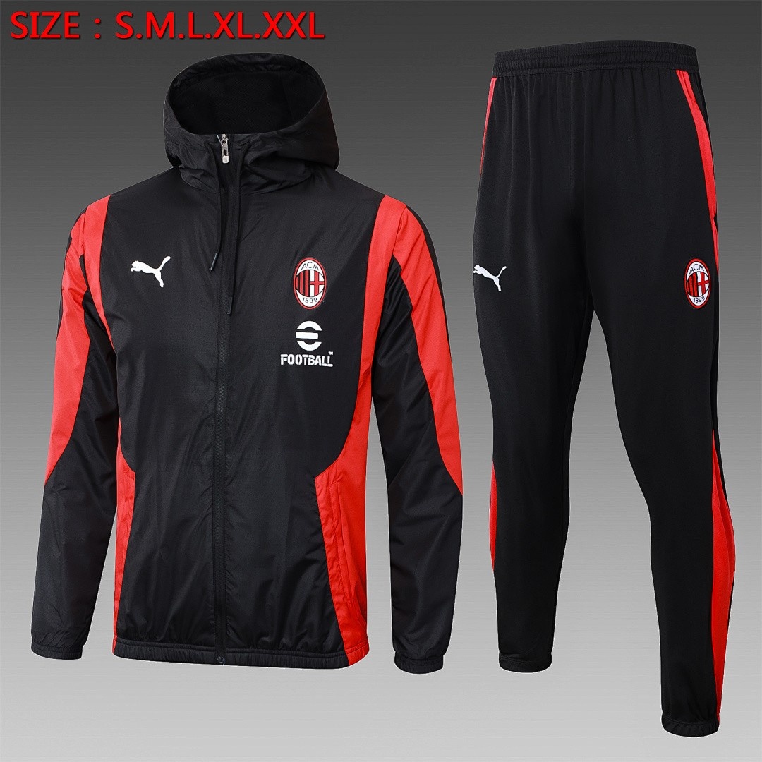 JER-5959_1 AC Milan 23-24 Windbreaker Black with Red - 图片 1