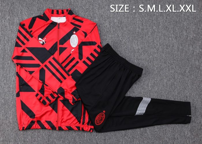 AC Milan Red Full Body Spray Ink Long Zipper Jacket - 图片 2