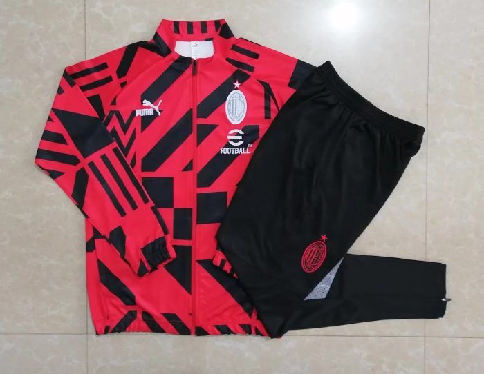 AC Milan Red Full Body Spray Ink Long Zipper Jacket - 图片 9