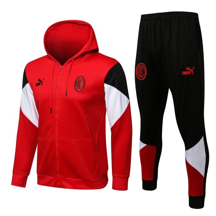 AC Milan 21-22 Red Long Zip Jacket with Hood S-2XL - 图片 3