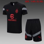 AC Milan 2022-2023 Black Short Sleeve Training Set (with 5-Panel Shorts)