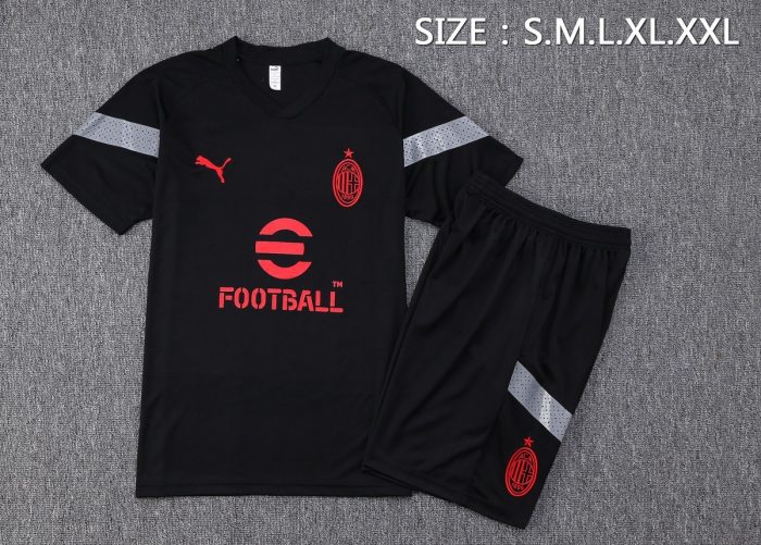 AC Milan 2022-2023 Black Short Sleeve Training Set (with 5-Panel Shorts) - 图片 2