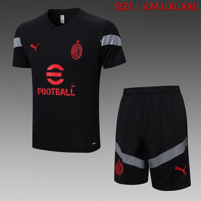 AC Milan 2022-2023 Black Short Sleeve Training Set (with 5-Panel Shorts) - 图片 8