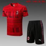 AC Milan 2022-2023 Red Short Sleeve Training Suit (with 5-Panel Shorts)