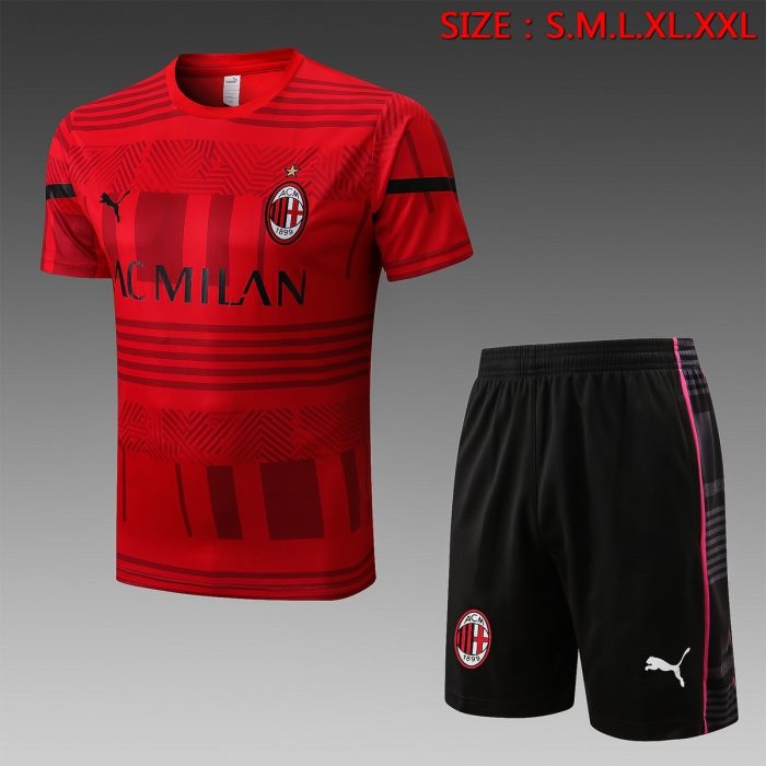 AC Milan 2022-2023 Red Short Sleeve Training Suit (with 5-Panel Shorts) - 图片 2